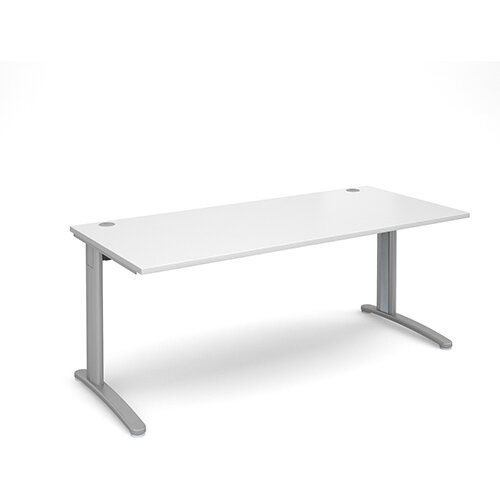 TR10 straight desk 1800mm x 800mm - silver frame, white top TR10 straight desk 1800mm x 800mm - silver frame, white top