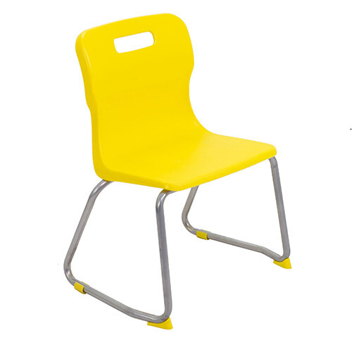 Titan Skid Base Classroom Chair Size 3 350mm Seat Height (Ages: 6-8 Years) Yellow T23-Y - 5 Year Guarantee