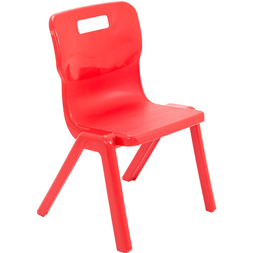 Titan One Piece Classroom Chair Size 3 350mm Seat Height (Ages: 6-8 Years) Red T3-R - 20 Year Guarantee