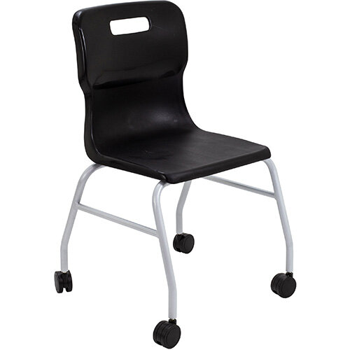 Titan Move 4 Leg Chair with Castors 470mm Seat Height (Ages: 14+ Years) Black T301-BK - 5 Year Guarantee