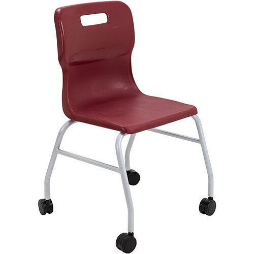 Titan Move 4 Leg Chair with Castors 470mm Seat Height (Ages: 14+ Years) Burgundy T301-BU - 5 Year Guarantee