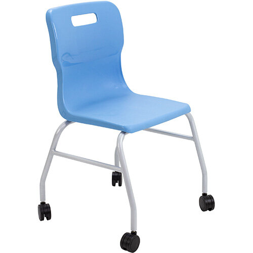 Titan Move 4 Leg Chair with Castors 470mm Seat Height (Ages: 14+ Years) Sky Blue T301-CB - 5 Year Guarantee