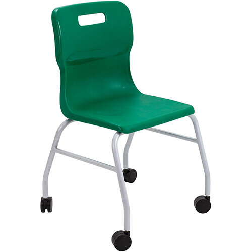 Titan Move 4 Leg Chair with Castors 470mm Seat Height (Ages: 14+ Years) Green T301-GN - 5 Year Guarantee