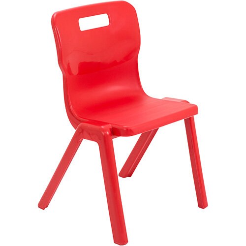 Titan One Piece Classroom Chair Size 4 380mm Seat Height (Ages: 8-11 Years) Red T4-R - 20 Year Guarantee