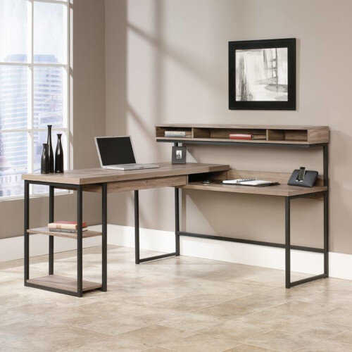 Streamline L-Shaped Home Office Desk W1542mm Salt Oak Finish