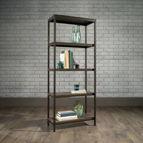 Industrial Style 4 Shelf Bookcase W569xD295xH1442mm Smoked Oak Finish