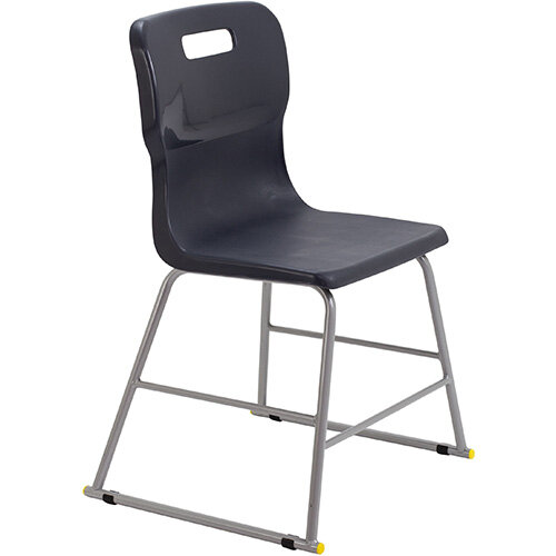 Titan High Classroom Stool with Backrest Size 3 445mm Seat Height (Ages: 6-8 Years) Polly Lipped Seat with Skid Base Charcoal T60-C - 5 Year Guarantee