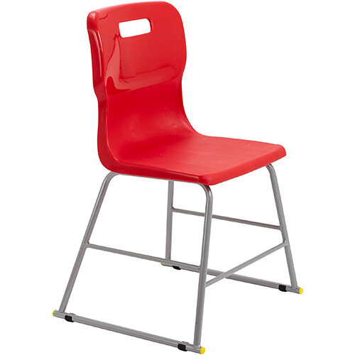 Titan High Classroom Stool with Backrest Size 3 445mm Seat Height (Ages: 6-8 Years) Polly Lipped Seat with Skid Base Red T60-R - 5 Year Guarantee