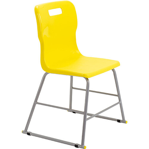 Titan High Classroom Stool with Backrest Size 3 445mm Seat Height (Ages: 6-8 Years) Polly Lipped Seat with Skid Base Yellow T60-Y - 5 Year Guarantee