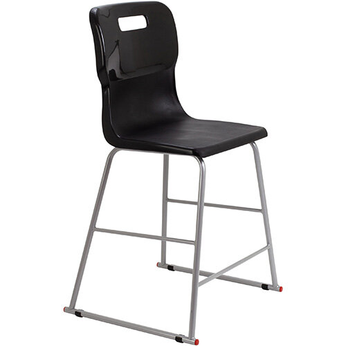 Titan High Classroom Stool with Backrest Size 4 560mm Seat Height (Ages: 8-11 Years) Polly Lipped Seat with Skid Base Black T61-BK - 5 Year Guarantee Titan High Classroom Stool with Backrest Size 4 560mm Seat Height (Ages: 8-11 Years) Polly Lipped Seat with Skid Base Black T61-BK - 5 Year Guarantee
