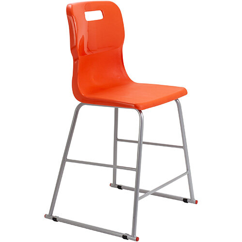 Titan High Classroom Stool with Backrest Size 4 560mm Seat Height (Ages: 8-11 Years) Polly Lipped Seat with Skid Base Orange T61-O - 5 Year Guarantee Titan High Classroom Stool with Backrest Size 4 560mm Seat Height (Ages: 8-11 Years) Polly Lipped Seat with Skid Base Orange T61-O - 5 Year Guarantee