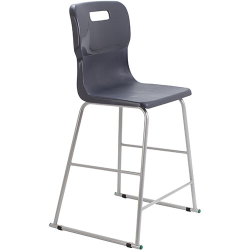 Titan High Classroom Stool with Backrest Size 5 610mm Seat Height (Ages: 11-14 Years) Polly Lipped Seat with Skid Base Charcoal T62-C - 5 Year Guarantee Titan High Classroom Stool with Backrest Size 5 610mm Seat Height (Ages: 11-14 Years) Polly Lipped Seat with Skid Base Charcoal T62-C - 5 Year Guarantee