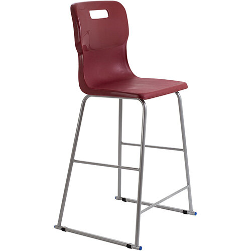 Titan High Classroom Stool with Backrest Size 6 685mm Seat Height (Ages: 14+ Years) Polly Lipped Seat with Skid Base Burgundy T63-BU - 5 Year Guarantee