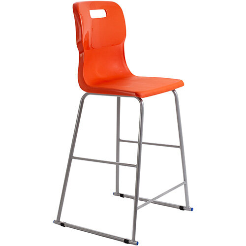 Titan High Classroom Stool with Backrest Size 6 685mm Seat Height (Ages: 14+ Years) Polly Lipped Seat with Skid Base Orange T63-O - 5 Year Guarantee Titan High Classroom Stool with Backrest Size 6 685mm Seat Height (Ages: 14+ Years) Polly Lipped Seat with Skid Base Orange T63-O - 5 Year Guarantee