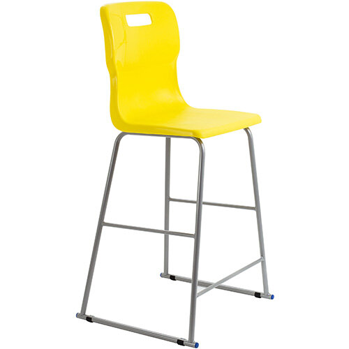 Titan High Classroom Stool with Backrest Size 6 685mm Seat Height (Ages: 14+ Years) Polly Lipped Seat with Skid Base Yellow T63-Y - 5 Year Guarantee