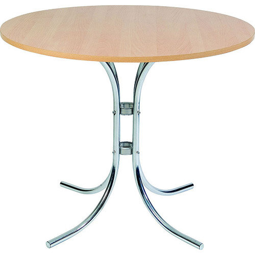 Circular 900mm Bistro Table With Light Wood Wipe Clean Top & Elegant Chrome Base