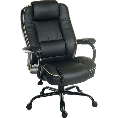 Goliath Duo Heavy Duty Bonded Leather Faced Executive Office Chair In Black - Weight Tolerance: 170kg