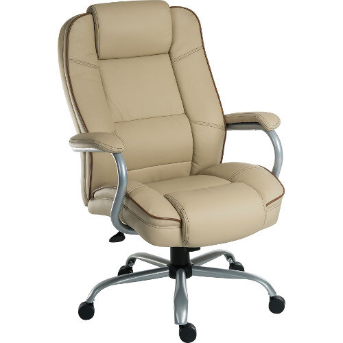 Goliath Duo Heavy Duty Bonded Leather Faced Executive Office Chair In Cream - Weight Tolerance: 170kg