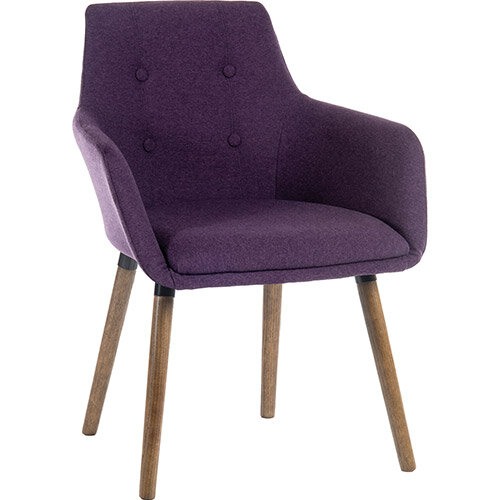 BECKY Four Legged Armchair With Modern Dark Oak Coloured Legs In Plum Pack of 2 BECKY Four Legged Armchair With Modern Dark Oak Coloured Legs In Plum Pack of 2