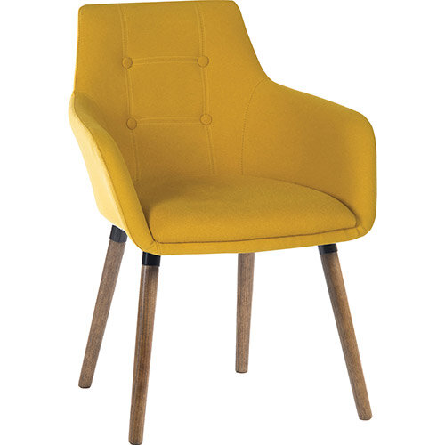 BECKY Four Legged Armchair With Modern Dark Oak Coloured Legs In Mustard Yellow Pack of 2 BECKY Four Legged Armchair With Modern Dark Oak Coloured Legs In Mustard Yellow Pack of 2