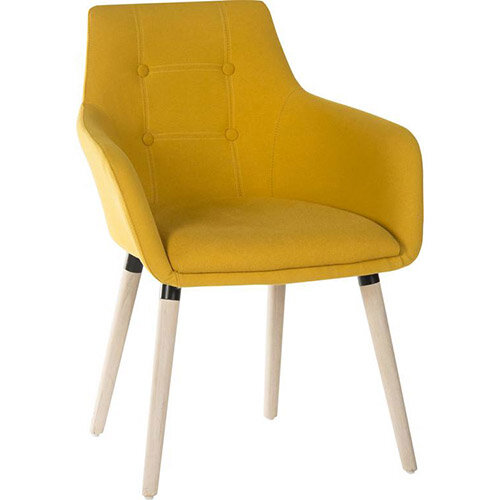 BECKY Four Legged Armchair With Modern Oak Coloured Legs In Mustard Yellow Pack of 2 BECKY Four Legged Armchair With Modern Oak Coloured Legs In Mustard Yellow Pack of 2