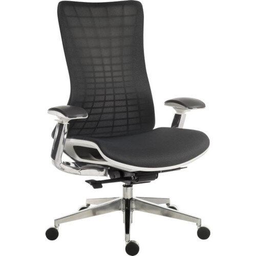 Quantum Executive High Mesh Back Office Chair Black With White Frame &Metal Base Quantum Executive High Mesh Back Office Chair Black With White Frame &Metal Base