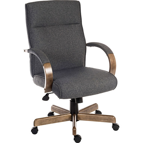 Grayson Executive Office Armchair Grey Fabric With Driftwood Effect Wooden Arms &Base Grayson Executive Office Armchair Grey Fabric With Driftwood Effect Wooden Arms &Base