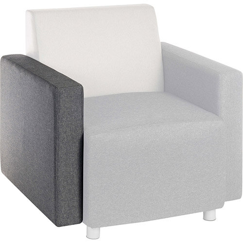 CUBE Modular Soft Seating Module - Interchangeable Left or Right Hand Armrest Dark Grey Fabric Upholstery