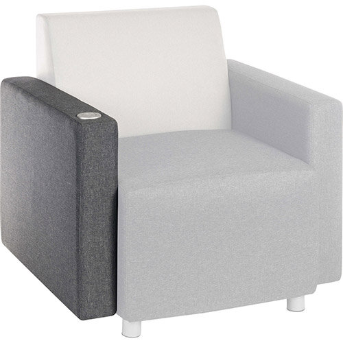 CUBE Modular Soft Seating Module - USB Portal Right Hand Armrest With Dark Grey Fabric Upholstery