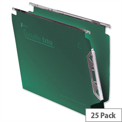 Rexel Crystalfile 330mm Lateral Suspension File 50mm Wide Base Green Pack 25