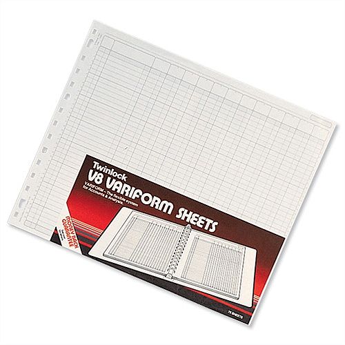 Twinlock V8 Variform 10 Column Cash Sheets Ref 75982 Pack 75 T75982