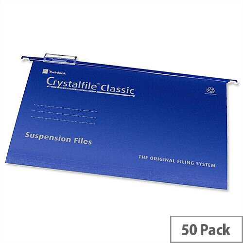 Rexel Crystalfile A4 Vertical Suspension File Blue 15mm Pack 50