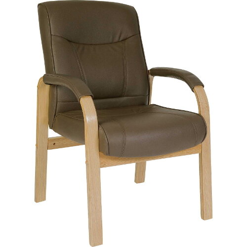 Richmond Visitor Brown Bonded Leather Faced Armchair With Light Oak Colour Wooden Arms And Legs Richmond Visitor Brown Bonded Leather Faced Armchair With Light Oak Colour Wooden Arms And Legs