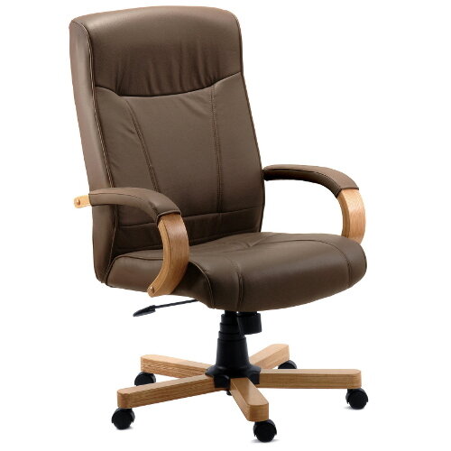 Richmond Executive Brown Bonded Leather Faced Office Armchair With Light Oak Colour Wooden Arms And Legs Richmond Executive Brown Bonded Leather Faced Office Armchair With Light Oak Colour Wooden Arms And Legs