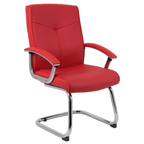 Hoxton Contemporary Style Leather Faced Visitor Chair In Red Hoxton Contemporary Style Leather Faced Visitor Chair In Red