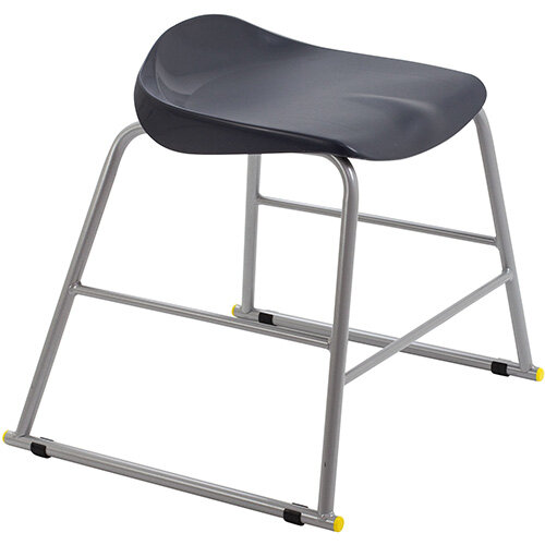 Titan High Backless Classroom Stool Size 3 445mm Seat Height (Ages: 6-8 Years) Polly Lipped Seat with Skid Base Charcoal T90-C - 5 Year Guarantee