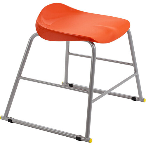 Titan High Backless Classroom Stool Size 3 445mm Seat Height (Ages: 6-8 Years) Polly Lipped Seat with Skid Base Orange T90-O - 5 Year Guarantee