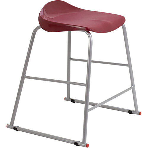 Titan High Backless Classroom Stool Size 4 560mm Seat Height (Ages: 8-11 Years) Polly Lipped Seat with Skid Base Burgundy T91-BU - 5 Year Guarantee