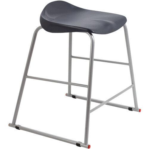 Titan High Backless Classroom Stool Size 4 560mm Seat Height (Ages: 8-11 Years) Polly Lipped Seat with Skid Base Charcoal T91-C - 5 Year Guarantee