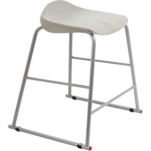 Titan High Backless Classroom Stool Size 4 560mm Seat Height (Ages: 8-11 Years) Polly Lipped Seat with Skid Base Grey T91-GR - 5 Year Guarantee