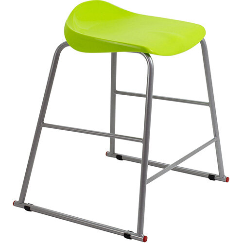 Titan High Backless Classroom Stool Size 4 560mm Seat Height (Ages: 8-11 Years) Polly Lipped Seat with Skid Base Lime T91-L - 5 Year Guarantee