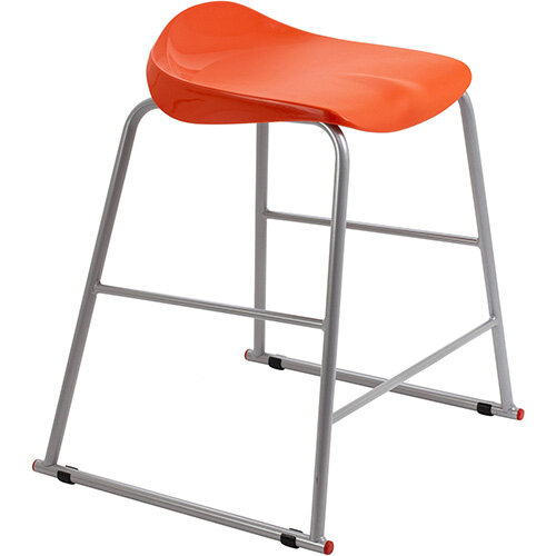 Titan High Backless Classroom Stool Size 4 560mm Seat Height (Ages: 8-11 Years) Polly Lipped Seat with Skid Base Orange T91-O - 5 Year Guarantee