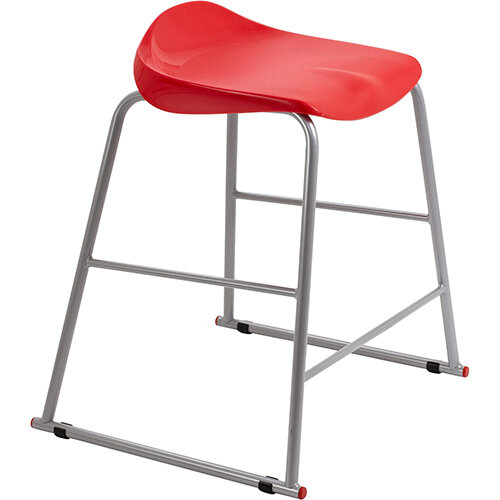 Titan High Backless Classroom Stool Size 4 560mm Seat Height (Ages: 8-11 Years) Polly Lipped Seat with Skid Base Red T91-R - 5 Year Guarantee