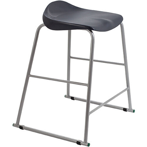 Titan High Backless Classroom Stool Size 5 610mm Seat Height (Ages: 11-14 Years) Polly Lipped Seat with Skid Base Charcoal T92-C - 5 Year Guarantee