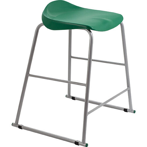 Titan High Backless Classroom Stool Size 5 610mm Seat Height (Ages: 11-14 Years) Polly Lipped Seat with Skid Base Green T92-GN - 5 Year Guarantee