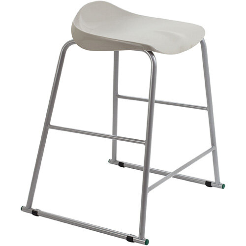 Titan High Backless Classroom Stool Size 5 610mm Seat Height (Ages: 11-14 Years) Polly Lipped Seat with Skid Base Grey T92-GR - 5 Year Guarantee