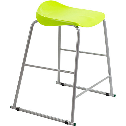 Titan High Backless Classroom Stool Size 5 610mm Seat Height (Ages: 11-14 Years) Polly Lipped Seat with Skid Base Lime T92-L - 5 Year Guarantee