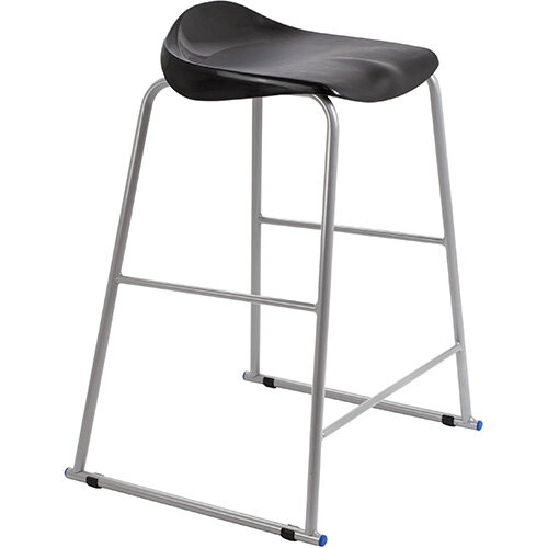 Titan High Backless Classroom Stool Size 6 685mm Seat Height (Ages: 14+ Years) Polly Lipped Seat with Skid Base Black T93-BK - 5 Year Guarantee