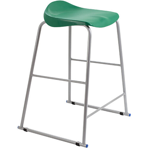 Titan High Backless Classroom Stool Size 6 685mm Seat Height (Ages: 14+ Years) Polly Lipped Seat with Skid Base Green T93-GN - 5 Year Guarantee