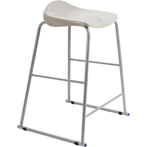 Titan High Backless Classroom Stool Size 6 685mm Seat Height (Ages: 14+ Years) Polly Lipped Seat with Skid Base Grey T93-GR - 5 Year Guarantee